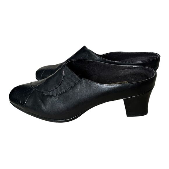 Munro American black leather snakeskin slip on dress shoes low heel size 11.5 - Picture 3 of 8